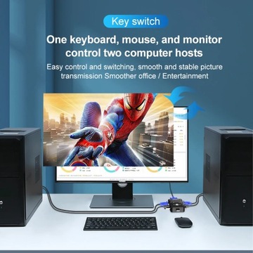 OULLX KVM-переключатель, VGA-разветвитель, кабель USB 2.0, коробка для USB-клавиатуры, мыши