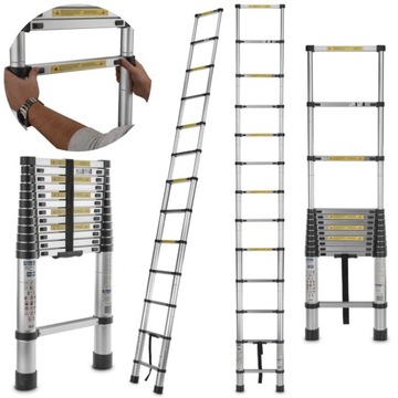 PRZEGUBOWA DRABINA TELESKOPOWA 3,8M SKŁADANA ALUMINIOWA 150kg