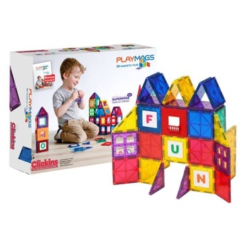 PLAYMAGS KLOCKI MAGNETYCZNE 3D EDUKACYJNE KONSTRUKCYJNE DLA DZIECI 60 EL