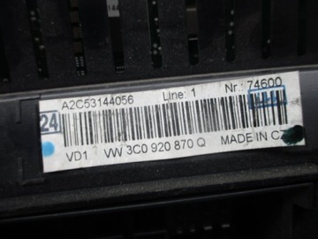 PASSAT B6 2.0 TDI PŘÍSTROJOVÁ DESKA BUDÍKY EU 3C0920870Q