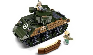 БЛОКИ АМЕРИКАНСКИЙ ТАНК ШЕРМАН ВОЕННЫЙ + ОРУЖИЕ LEGO