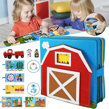 FILCOWA KSIĄŻKA ZAJĘCIA 3D EDUKACYJNA ZABAWKA DLA DZIECI TABLICA DO ĆWICZEŃ
