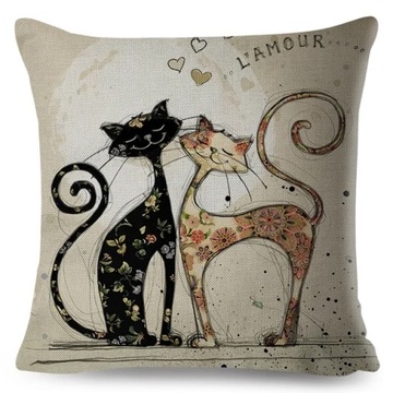 Poszewka dekoracyjna na poduszkę KOTY L'AMOUR 45x45cm