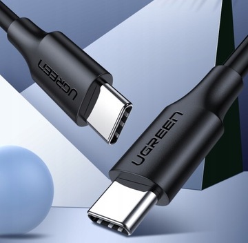 Никелированный кабель UGREEN USB-C 0,5 м (черный)