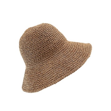 Kapelusz przeciwsłoneczny z szerokim rondem, plażowy, słomkowy, wędkarski, kapelusz typu bucket, damski