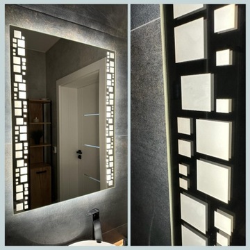 ЗЕРКАЛО СВЕТОДИОДНОЕ 50х70 см ВАННАЯ КОМНАТА СВЕТОДИОДНАЯ ОРХИДЕЯ С ВЕРТИКАЛЬНОЙ ПОДСВЕТКОЙ