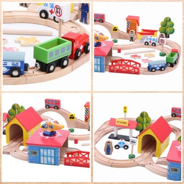 Деревянные рельсовые пути Локомотив + вагоны