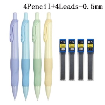 4 шт./лот, набор механических карандашей с удобной ручкой, 0,5/0,7/0,9/2,0 мм, стержни 2B