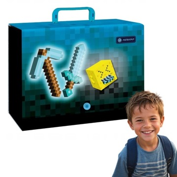 TECZKA Z RĄCZKĄ DLA DZIECI GRUBA A4 BLUE PIXEL SZKOLNA DERFORM