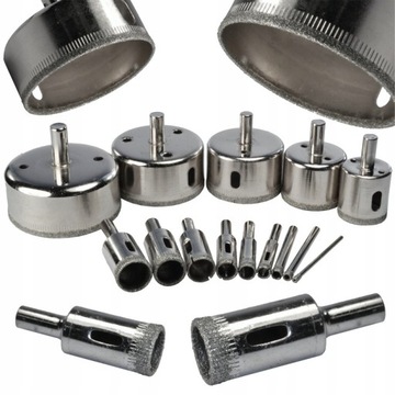 ZESTAW OTWORNIC DIAMENTOWYCH GRES PŁYTKI 14 SZTUK 6-68 BLACK