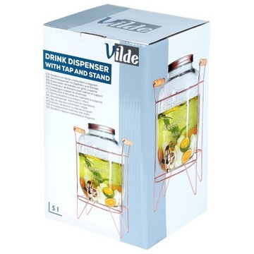 Банка НАПИТКИ, большая банка, стеклянный диспенсер, кран, кран, подставка, 5,5л