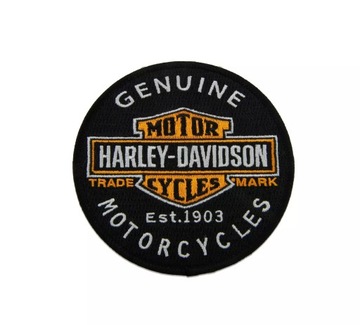 Naszywka Harley-Davidson Oryginalne motocykle czarno-pomarańczowa 101 mm