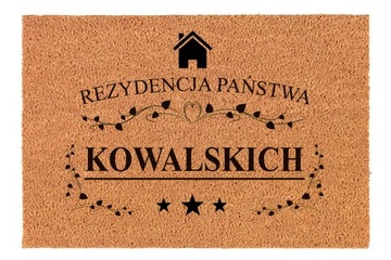 Wycieraczka REZYDENCJA Twoje nazwisko 40x60 KOKOSOWA wejściowa pod drzwi