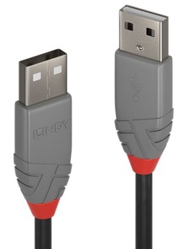 Kabel USB 2.0 typ A-A Lindy 36691 0.5m Anthra