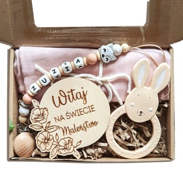 zestaw na prezent na babyshower chrzest niemowlę