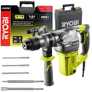 ДРЕЛЬ RYOBI ПЕРОЛОК 1050ВТ 3,6 Дж RSDS1050-K + КОРПУС + ДОЛОТО