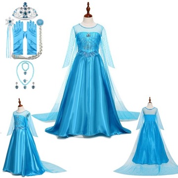 STRÓJ KOSTIUM PRZEBRANIE Disney mrożona wróżka dziewczyna Cosplay Elsa suki