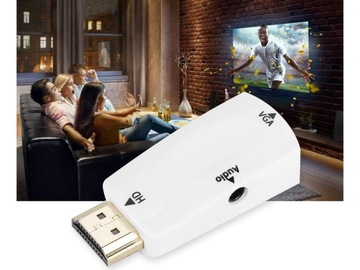 АДАПТЕР-ПРЕОБРАЗОВАТЕЛЬ С HDMI НА VGA D-SUB АУДИО ЗВУК МИНИ-ДЖЕК