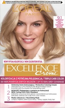 LOREAL EXCELLENCE FARBA 9.1 BARDZO JASNY BLOND POP