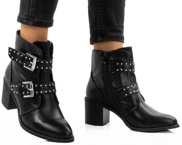 6154 ЧЕРНЫЕ УТЕПЛЕННЫЕ БОТИНКИ НА ПЛАТНОМ КАБЛУКЕ 38