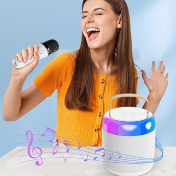 ПОРТАТИВНАЯ КАРАОКЕ-ДИНАМИКА С МИКРОФОНАМИ, BLUETOOTH 5.0, СВЕТОДИОДНОЙ ПОДСВЕТКОЙ