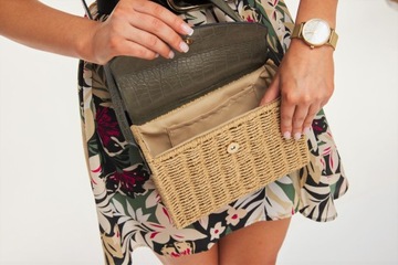 СОЛОМНАЯ СУМКА BASKET BOHO, каки бежевый