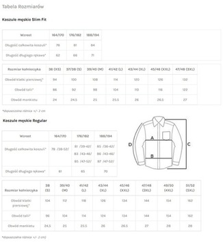 Biała koszula męska w granatowy wzór VILLARO J017 188-194 / 44-Slim