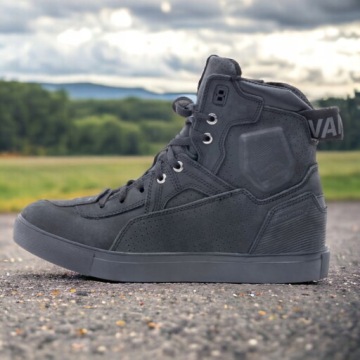 Короткие кожаные мотоциклетные туфли Rebelhorn Vandal Black/Black Sole 48