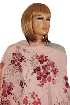 A-8100 РОЗОВЫЙ ШАРФ С ЦВЕТОЧНЫМ УКРАШЕНИЕМ