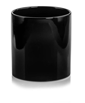 CZARNA NOWOCZESNA OSŁONKA DONICZKA CERAMICZNA PIANO - WALEC 20X20 CM