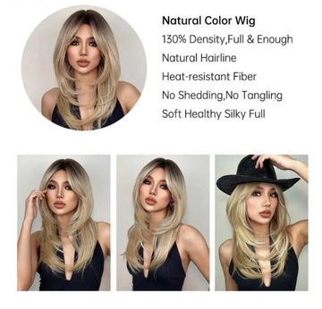 Блондинка Ombre Wig Длинные волны женские парики