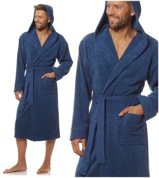 LL szlafrok męski FROTTE 2104 NAVY długi - M