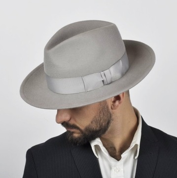 Kapelusz męski fedora ROGER crushable popiel 59