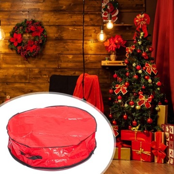 Сумка для хранения рождественского венка Водонепроницаемая рождественская сумка с ручками Двойная красная