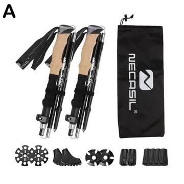 5 Sections Trekking Poles Ultralight Carbon Fiber Folding Hiking
