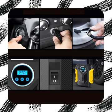 KOMPRESOR SAMOCHODOWY Pompka Elektryczna Sprężarka do Kół 12V LED LCD