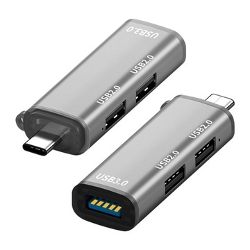 ADS-302C Концентратор 3 в 1 Type-C/USB-C, серебристо-серый