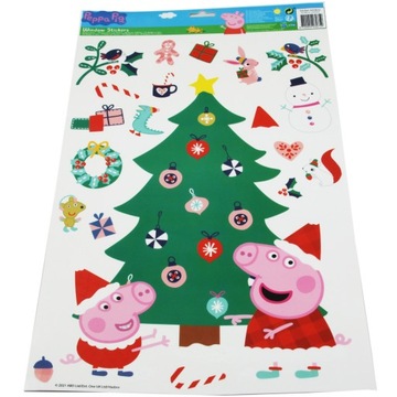 Рождественские наклейки на окно Свинка Пеппа