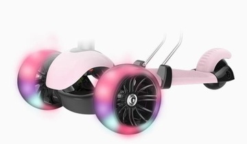 Трёхколесный светодиодный самокат 5 в 1 РОЗОВЫЙ СКУТЕР