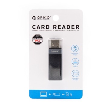Устройство считывания карт Orico SD и microSD USB A 3.1, черный, маленький, Windows Linux Mac