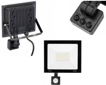 HALOGEN LAMPA LED NAŚWIETLACZ 50W + CZUJNIK RUCHU