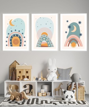 Набор из 3 детских постеров БОХО Радуга А3