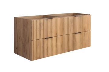 Шкафчик подвесной для ванной комнаты под умывальник 120 см, Дуб.Модные рифленые фасады МФД.