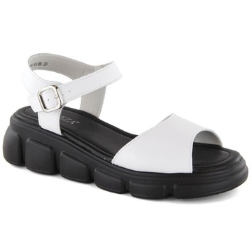 Skórzane sandały damskie białe Vinceza 7884 r.38