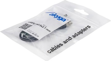 Kabel USB USBA DC 5.5 x 2.1 mm 0.8 m Czarny