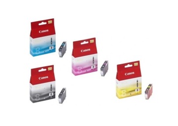 4 SZTUKI ORYGINALNYCH TUSZY CANON CLI-8 BK/CM/Y