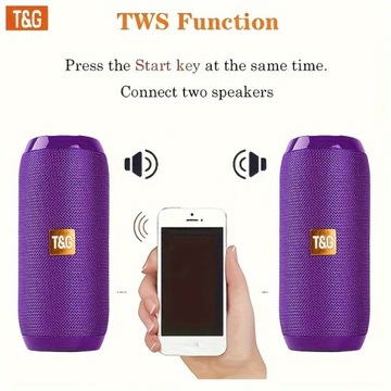 Portable outdoor wireless subwoofer with charging cable and auxiliary cable