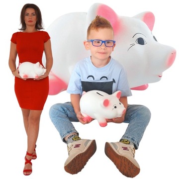 BIAŁA SKARBONKA ŚWINKA DUŻA CERAMICZNA DO ROZBICIA