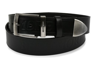 Ремень брючный МУЖСКОЙ кожаный широкий, ЧЕРНЫЙ r100