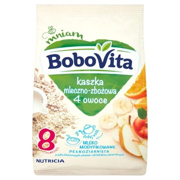 BoboVita Kaszka mleczno-zbożowa 4 owoce po 8 miesiącu 230 g